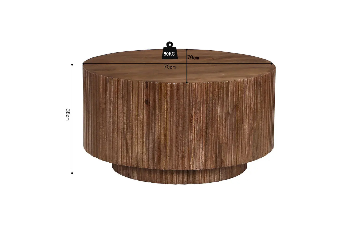VICTORIA - Table basse Ronde en Bois de manguier Brun clair - 70 cm ROUSSEAU