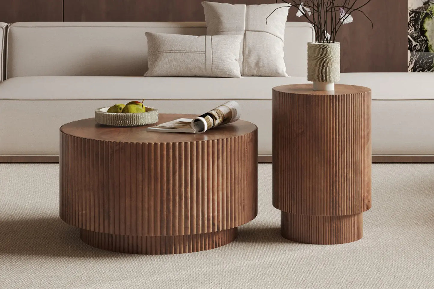 VICTORIA - Table d'appoint Ronde en Bois de Manguier Brun clair - 35 cm ROUSSEAU