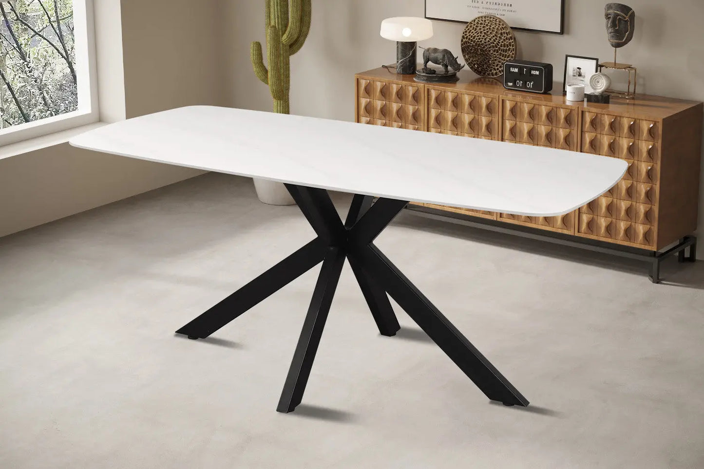 APOLLINA - Table à manger Ovale en Pierre Blanc - 180 x 90 cm - Blanc ROUSSEAU