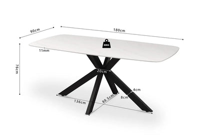 APOLLINA - Table à manger Ovale en Pierre Blanc - 180 x 90 cm - Blanc ROUSSEAU