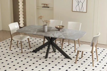 APOLLINA - Table à manger Ovale en Pierre Blanc - 180 x 90 cm - Gris Italien ROUSSEAU
