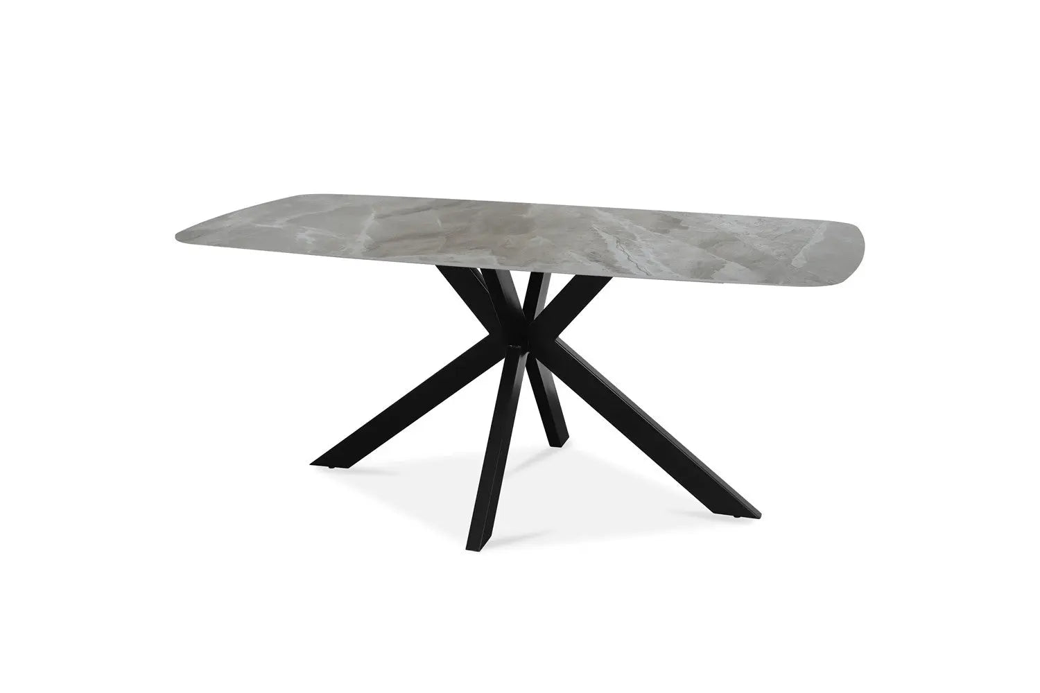 APOLLINA - Table à manger Ovale en Pierre Blanc - 180 x 90 cm - Gris Italien ROUSSEAU
