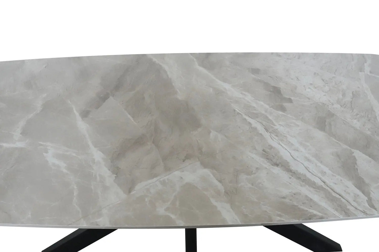 APOLLINA - Table à manger Ovale en Pierre Blanc - 180 x 90 cm - Gris Italien ROUSSEAU