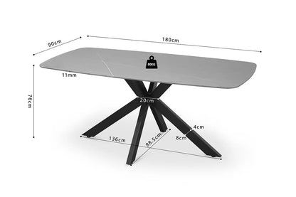 APOLLINA - Table à manger Ovale en Pierre Blanc - 180 x 90 cm - Gris ROUSSEAU
