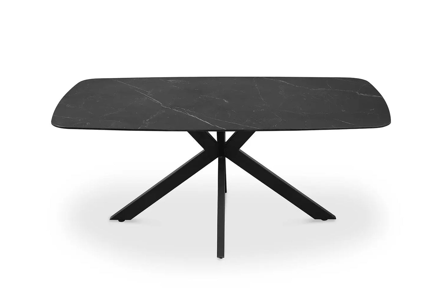 APOLLINA - Table à manger Ovale en Pierre Blanc - 180 x 90 cm - Noir ROUSSEAU