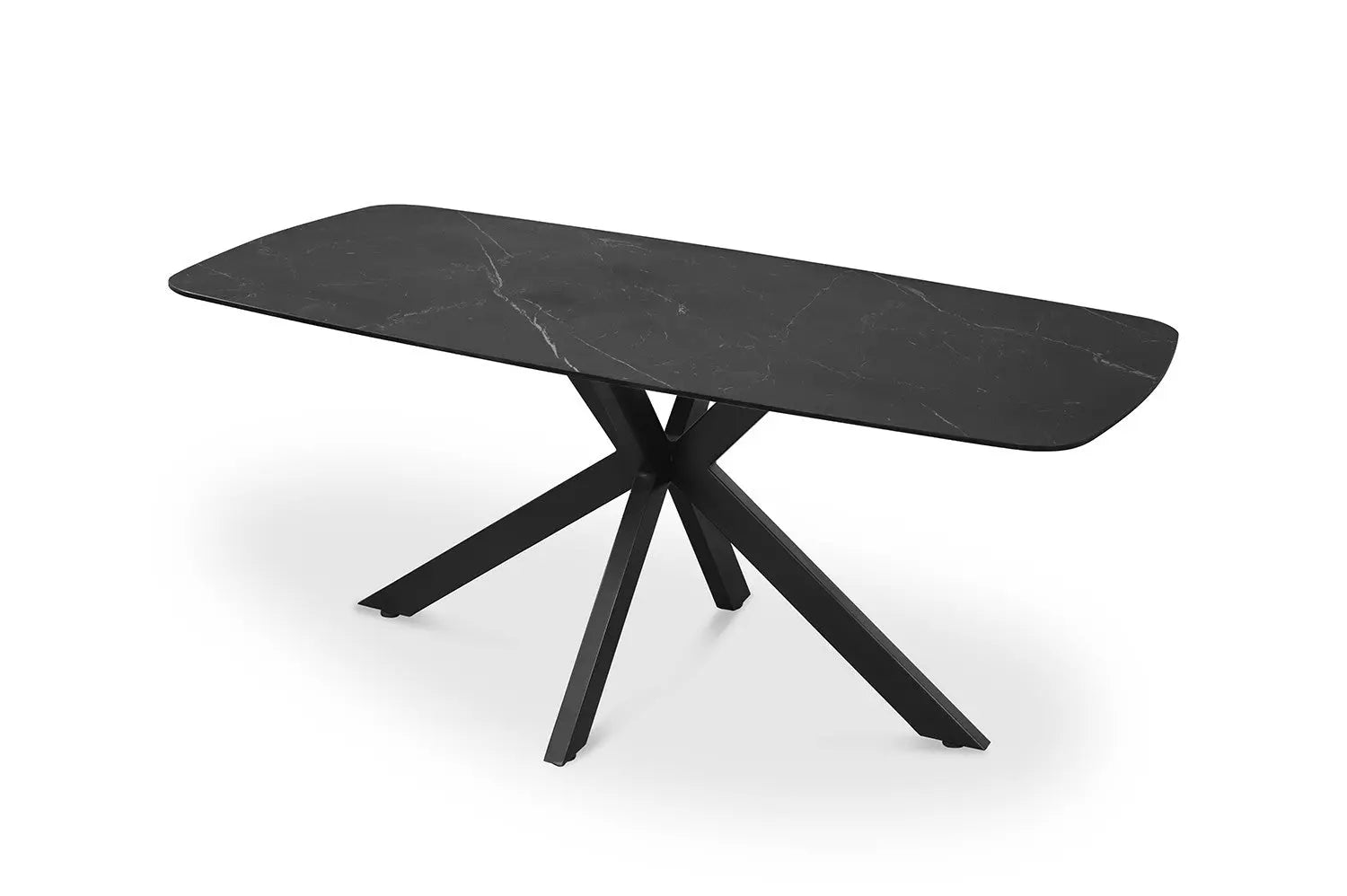 APOLLINA - Table à manger Ovale en Pierre Blanc - 180 x 90 cm - Noir ROUSSEAU