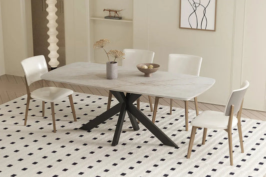 APOLLINA - Table à manger Ovale en Pierre Blanc - 180 x 90 cm - Shakespear Beige ROUSSEAU