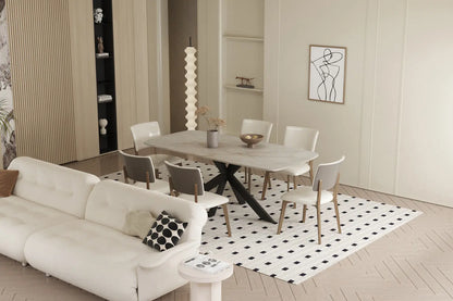 APOLLINA - Table à manger Ovale en Pierre Blanc - 180 x 90 cm - Shakespear Beige ROUSSEAU