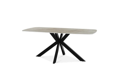 APOLLINA - Table à manger Ovale en Pierre Blanc - 180 x 90 cm - Shakespear Beige ROUSSEAU
