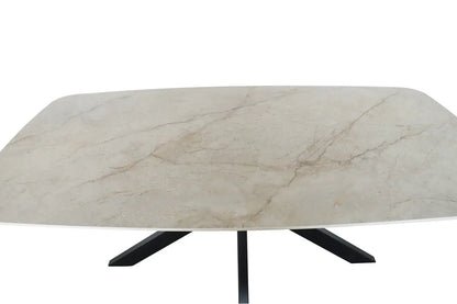 APOLLINA - Table à manger Ovale en Pierre Blanc - 180 x 90 cm - Shakespear Beige ROUSSEAU