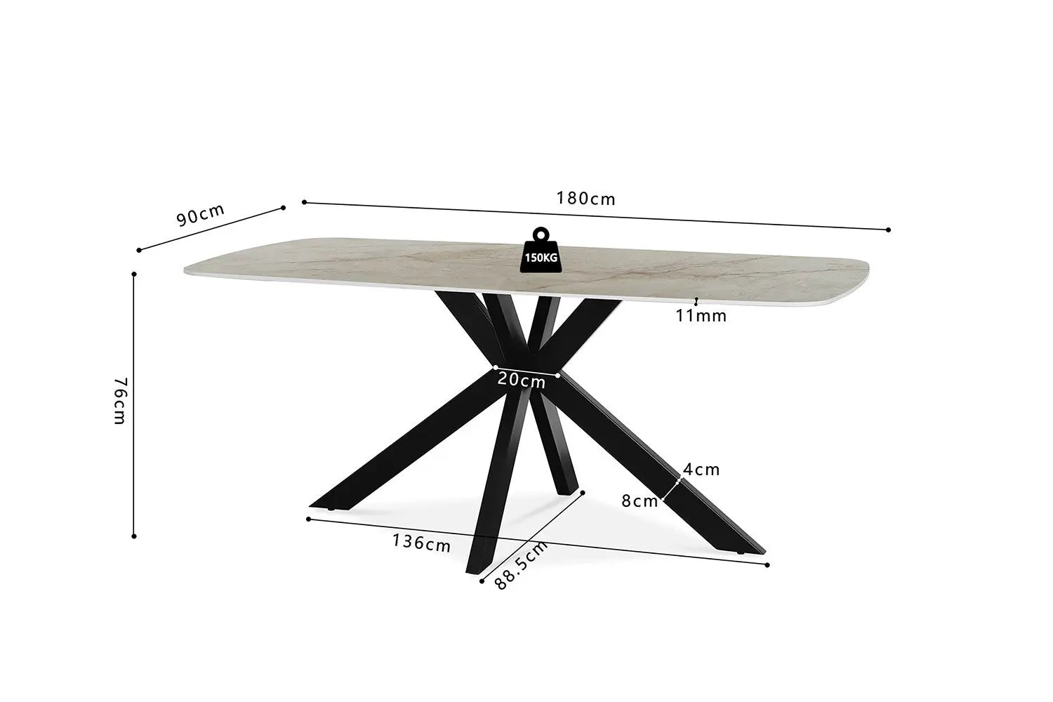 APOLLINA - Table à manger Ovale en Pierre Blanc - 180 x 90 cm - Shakespear Beige ROUSSEAU