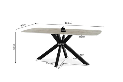 APOLLINA - Table à manger Ovale en Pierre Blanc - 180 x 90 cm - Shakespear Beige ROUSSEAU