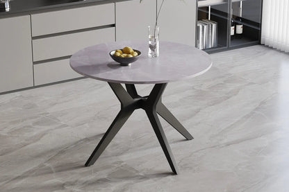 APOLLINA - Table à manger Ronde Pierre Brillante - 110 cm - Gris Italien ROUSSEAU