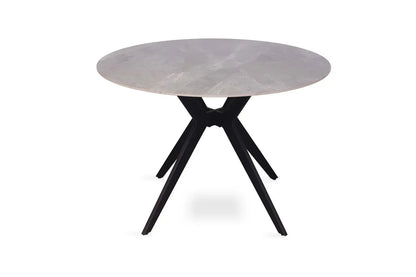 APOLLINA - Table à manger Ronde Pierre Brillante - 110 cm - Gris Italien ROUSSEAU