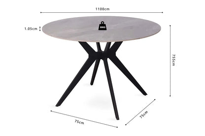APOLLINA - Table à manger Ronde Pierre Brillante - 110 cm - Gris Italien ROUSSEAU