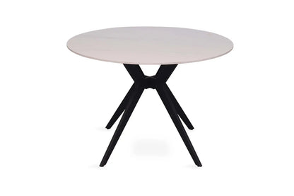 APOLLINA - Table à manger Ronde Pierre Brillante - 110 cm - Snow Blanc ROUSSEAU