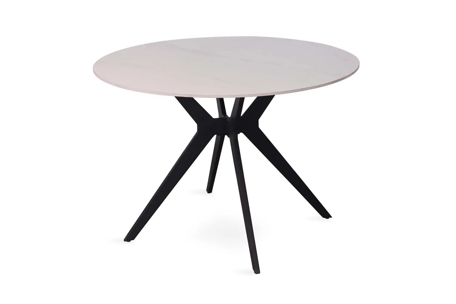 APOLLINA - Table à manger Ronde Pierre Brillante - 110 cm - Snow Blanc ROUSSEAU