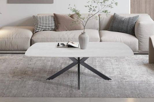 APOLLINA - Table basse Ovale en Pierre - 130 x 70 cm - Baroque Gris ROUSSEAU