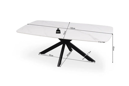 APOLLINA - Table basse Ovale en Pierre - 130 x 70 cm - Blanc ROUSSEAU