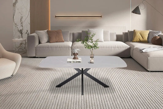 APOLLINA - Table basse Ovale en Pierre - 130 x 70 cm - Gris ROUSSEAU