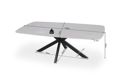APOLLINA - Table basse Ovale en Pierre - 130 x 70 cm - Gris ROUSSEAU
