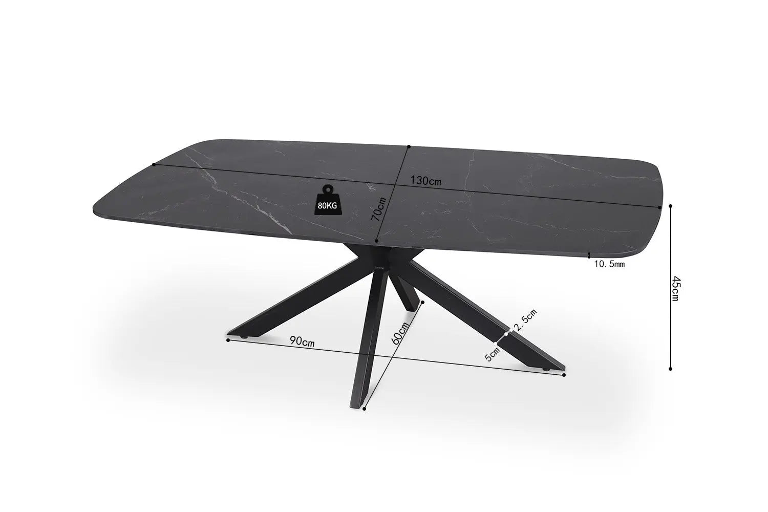 APOLLINA - Table basse Ovale en Pierre - 130 x 70 cm - Noir ROUSSEAU
