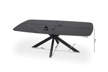 APOLLINA - Table basse Ovale en Pierre - 130 x 70 cm - Noir ROUSSEAU