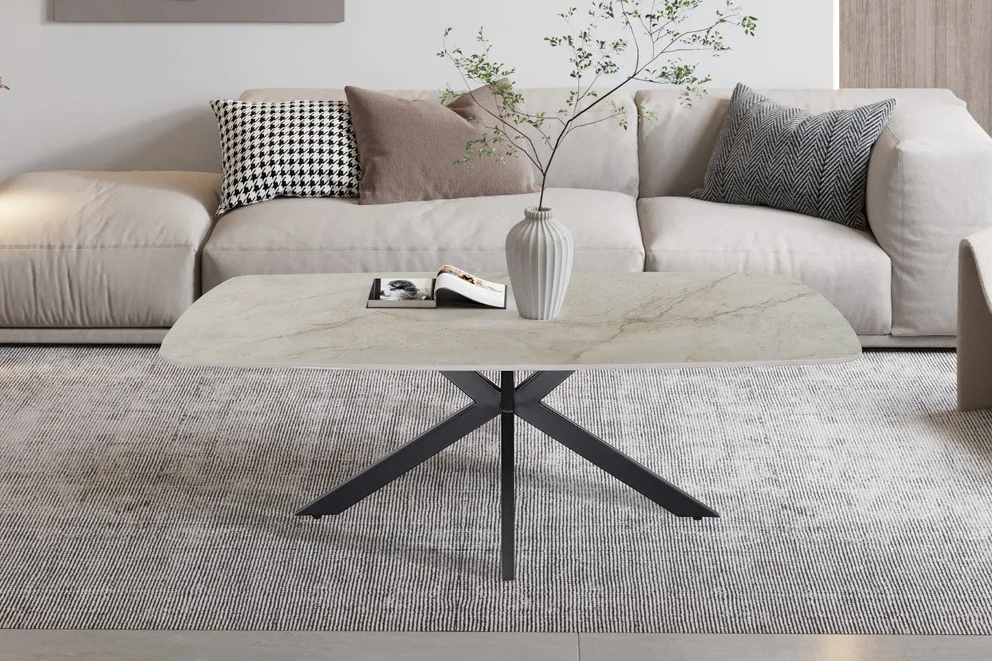 APOLLINA - Table basse Ovale en Pierre - 130 x 70 cm - Shakespear Beige ROUSSEAU