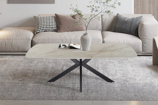 APOLLINA - Table basse Ovale en Pierre - 130 x 70 cm - Shakespear Beige ROUSSEAU