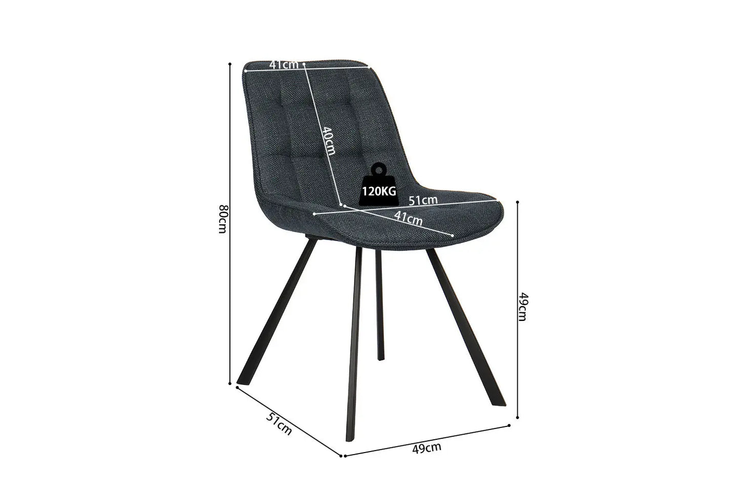 ARIANE - Chaise de Salle à Manger - 51 x 61 cm - Bleu foncé ROUSSEAU