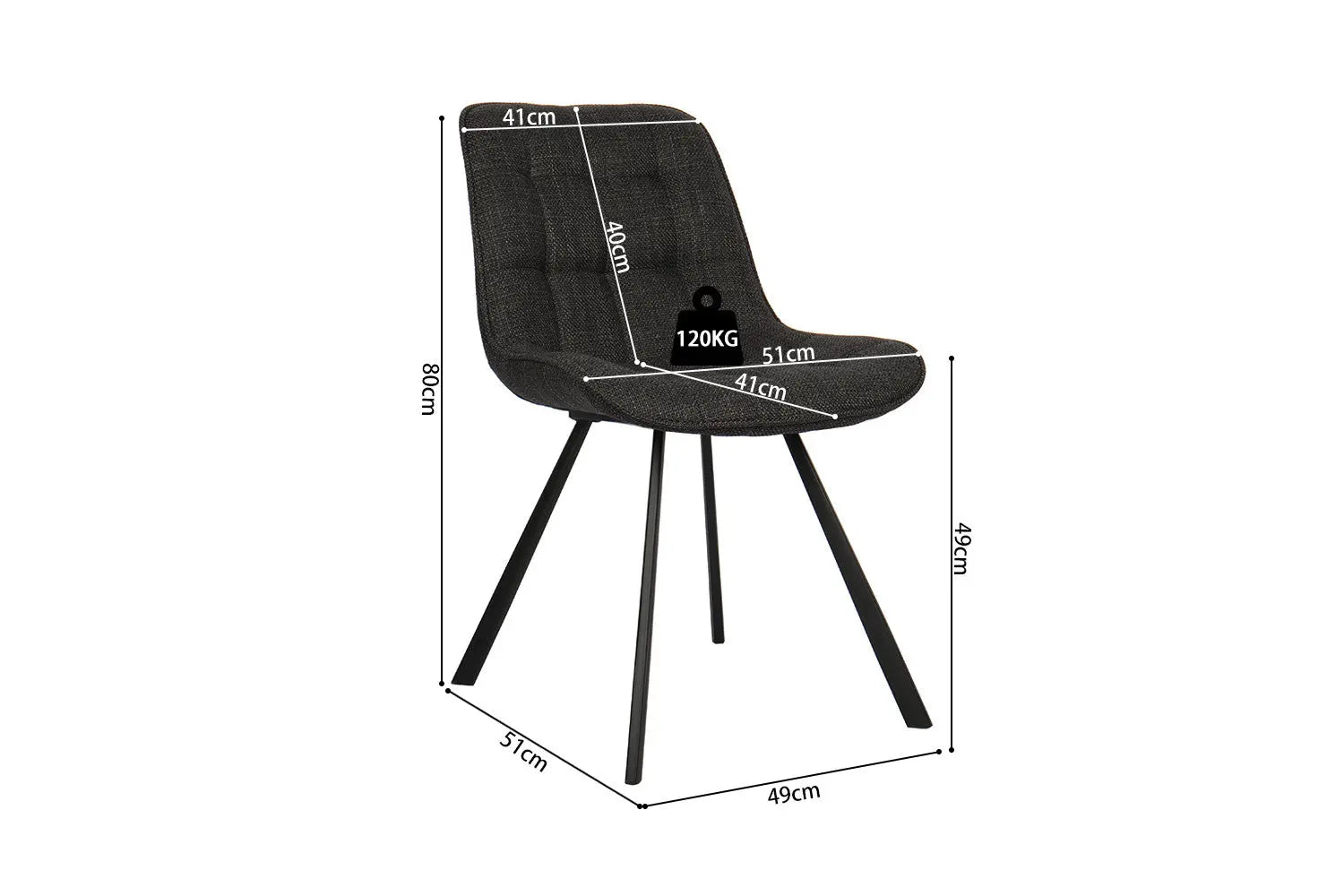ARIANE - Chaise de Salle à Manger - 51 x 61 cm - Gris foncé ROUSSEAU