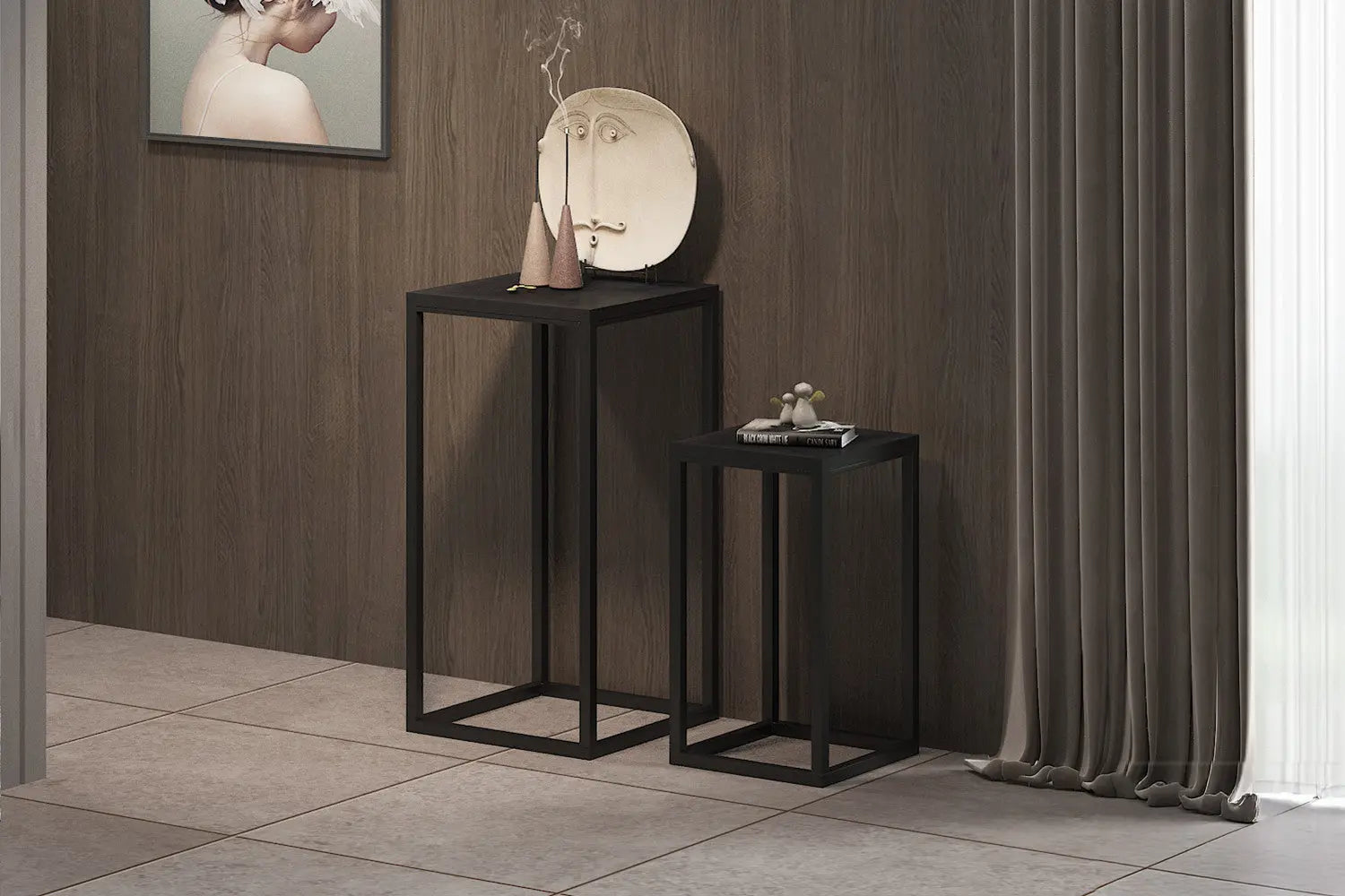 AYORA - Lot de 2 Table d'appoint Bois de Manguier - Bois de Manguier Noir ROUSSEAU