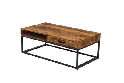 AYORA - Table Basse de Salon avec Tiroir - 110 cm - Bois de Manguier Brun ROUSSEAU