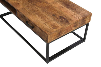 AYORA - Table Basse de Salon avec Tiroir - 110 cm - Bois de Manguier Brun ROUSSEAU