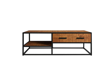 AYORA - Table Basse de Salon avec Tiroir - 120 cm - Bois de Manguier Brun ROUSSEAU