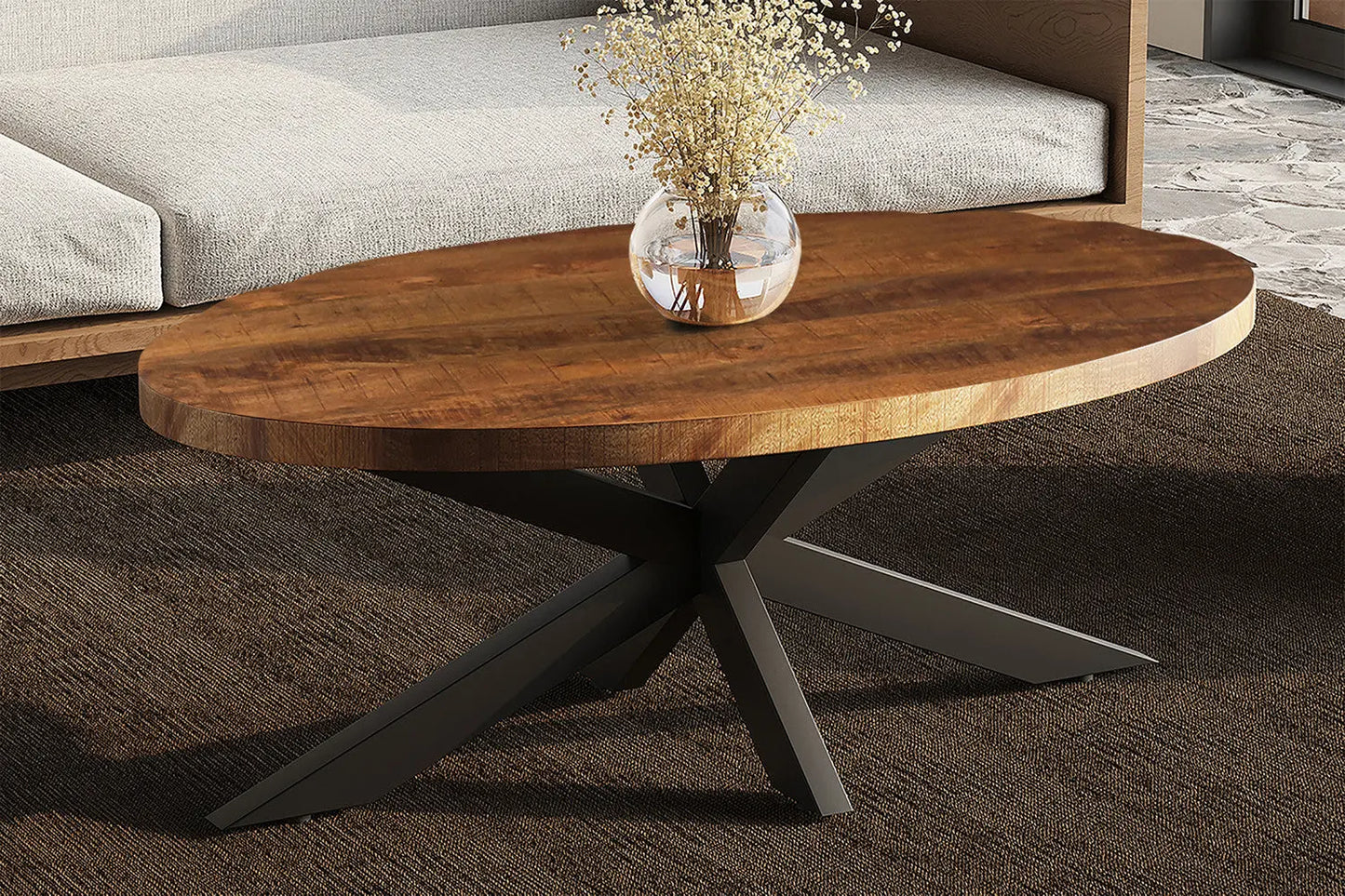AYORA - Table basse Ovale  en Bois de Manguier - 130 x 70 cm - Bois de Manguier Brun ROUSSEAU