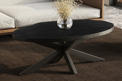 AYORA - Table basse Ovale  en Bois de Manguier - 130 x 70 cm - Bois de Manguier Noir ROUSSEAU