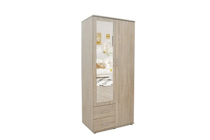 Armoire 2 portes avec miroir MARCO sonoma - 80 cm TIKOYA