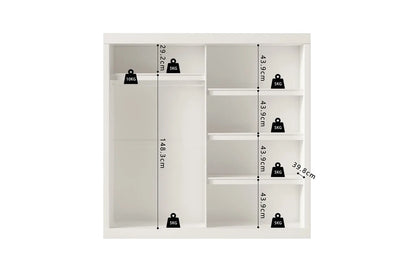 Armoire 2 portes coulissante avec porte miroir MIKA blanc - 182.5 cm TIKOYA