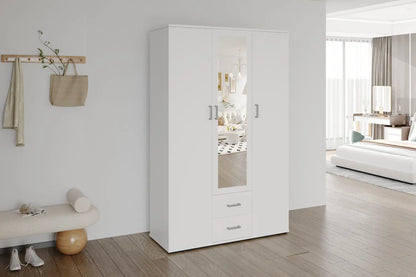 Armoire  3 portes avec miroir MARCO blanc - 120 cm TIKOYA