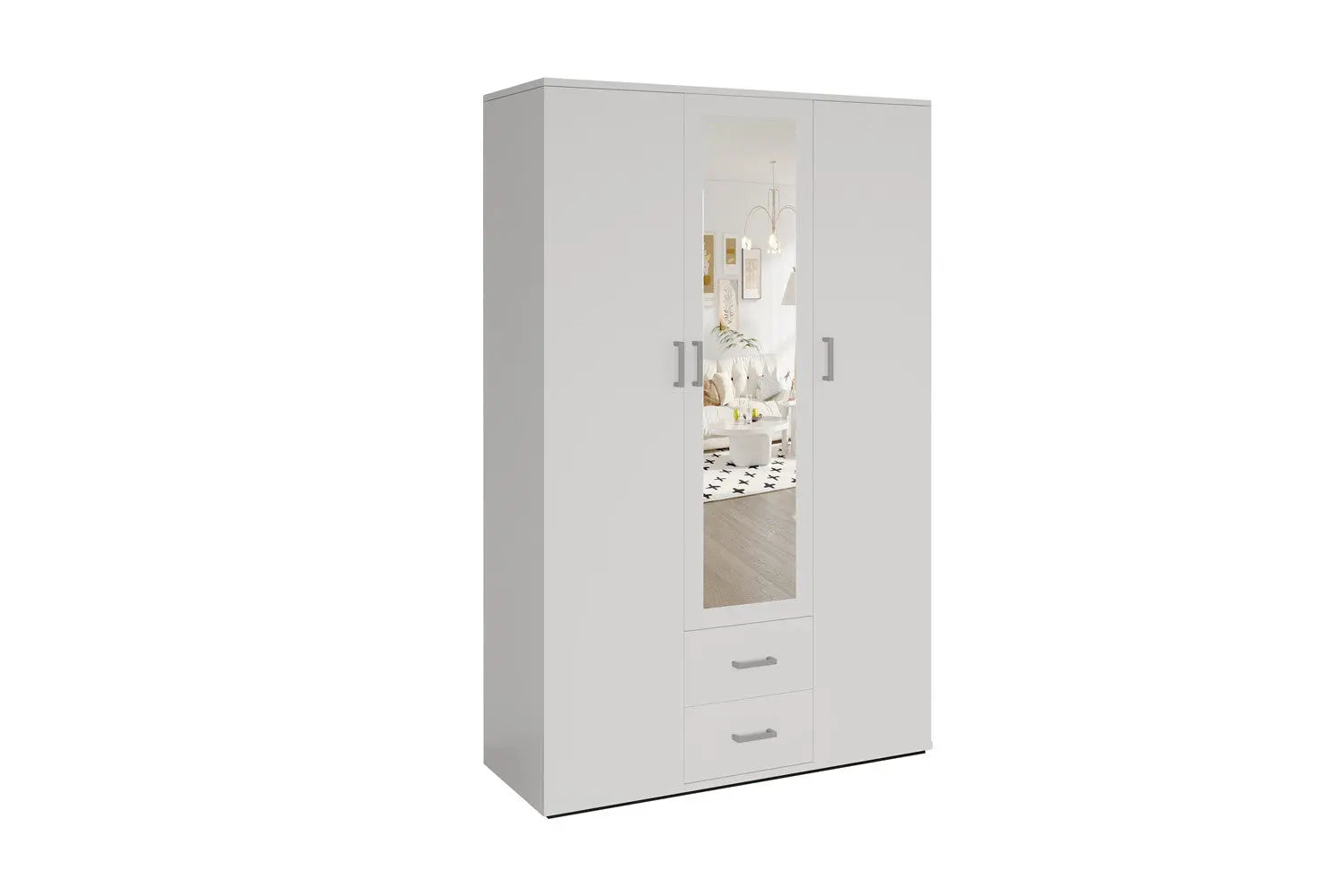 Armoire  3 portes avec miroir MARCO blanc - 120 cm TIKOYA