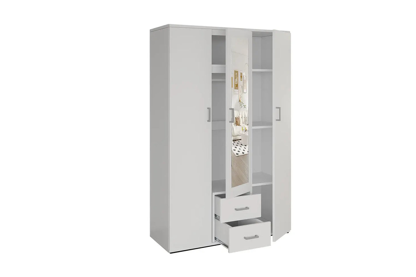 Armoire  3 portes avec miroir MARCO blanc - 120 cm TIKOYA