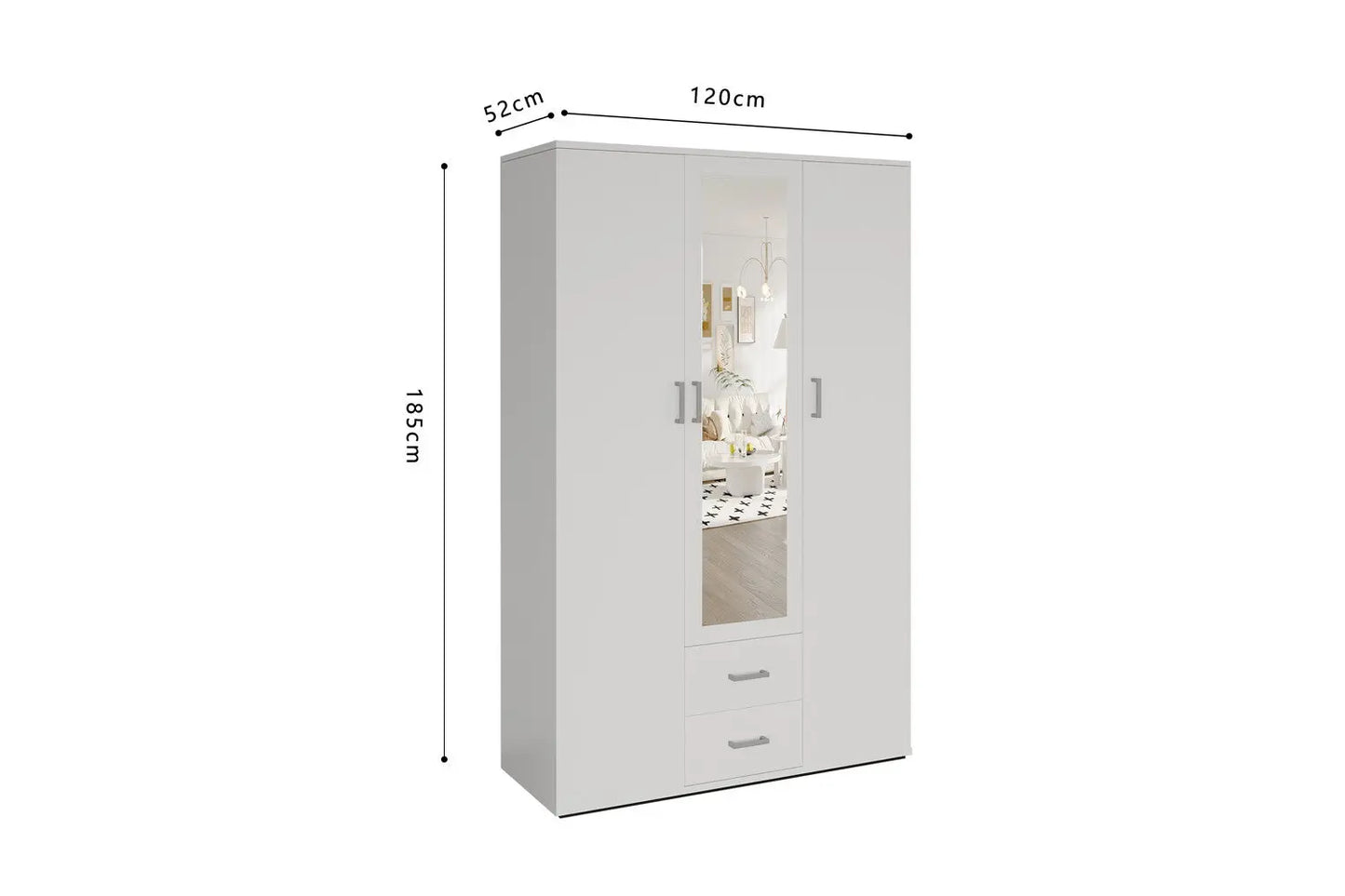 Armoire  3 portes avec miroir MARCO blanc - 120 cm TIKOYA