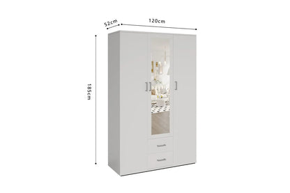 Armoire  3 portes avec miroir MARCO blanc - 120 cm TIKOYA