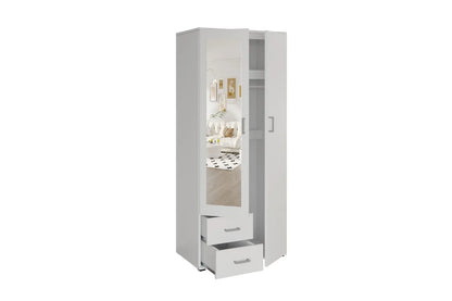 Armoire 3 portes avec miroir MARCO blanc - 80 cm TIKOYA
