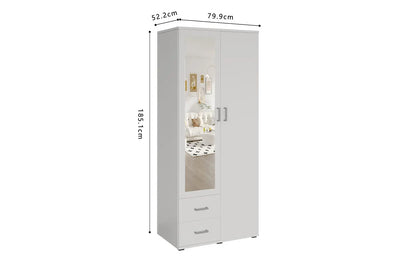 Armoire 3 portes avec miroir MARCO blanc - 80 cm TIKOYA