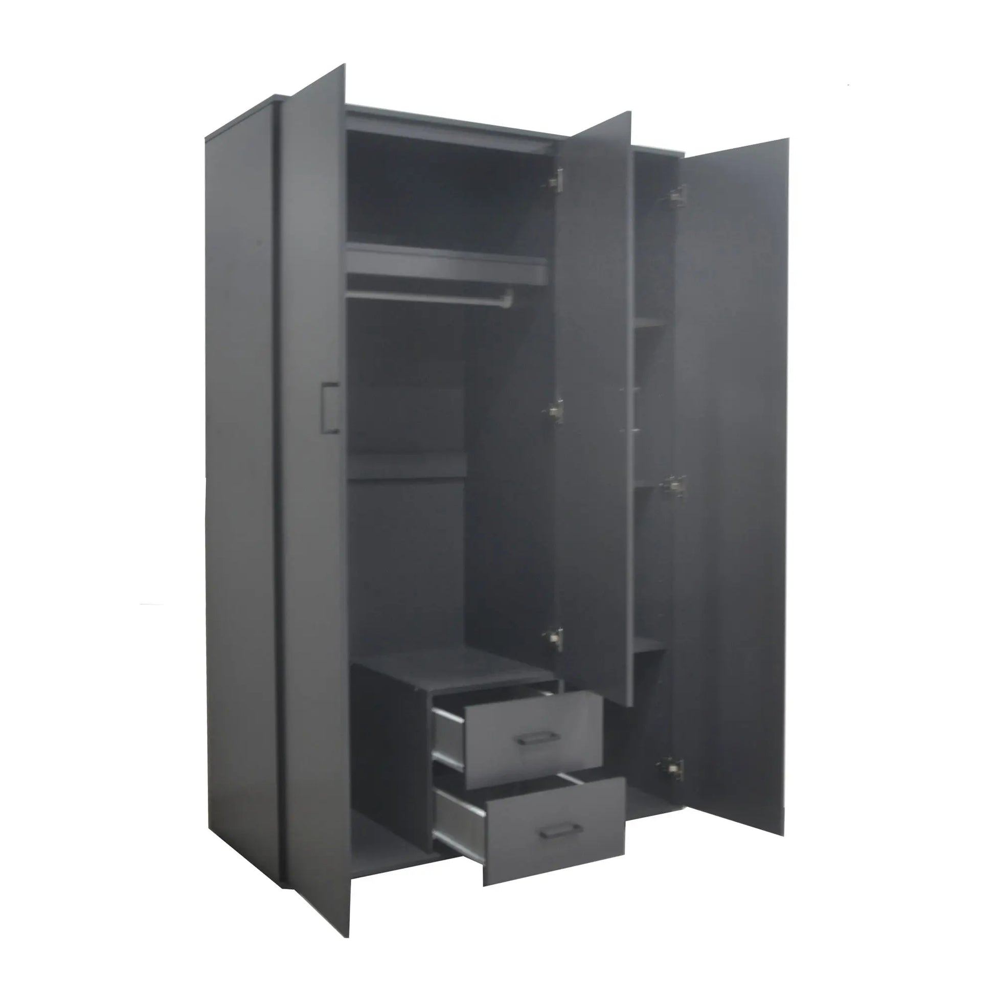 Armoire 3 portes avec miroir MARCO gris foncé - 120 cm TIKOYA