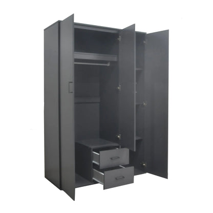 Armoire 3 portes avec miroir MARCO gris foncé - 120 cm TIKOYA