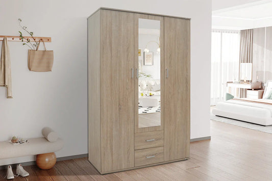 Armoire 3 portes avec miroir MARCO sonoma - 120 cm TIKOYA