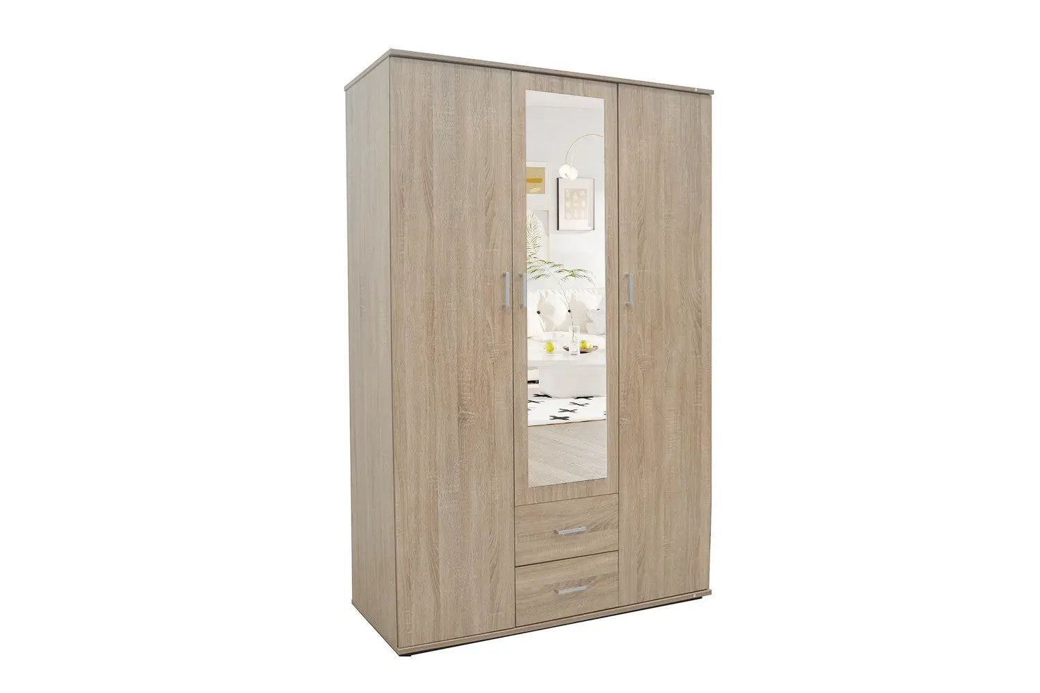 Armoire 3 portes avec miroir MARCO sonoma - 120 cm TIKOYA